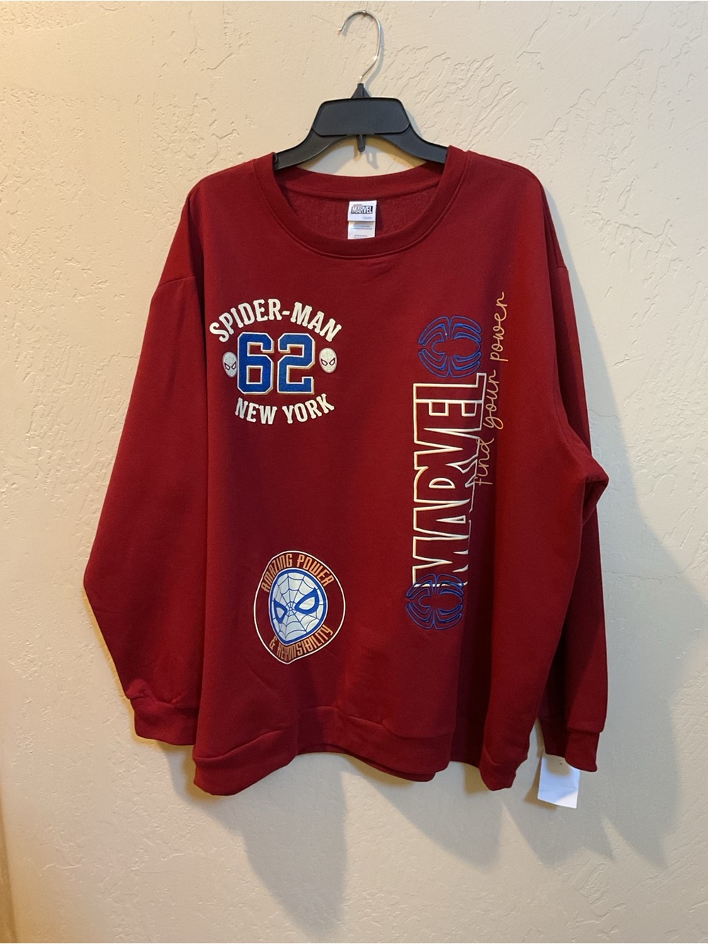 Marvel Spider-Man Burgundy Crewneck Graphic Sweatshirt 3X